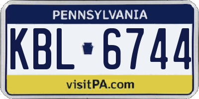 PA license plate KBL6744