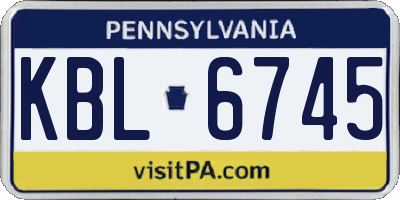 PA license plate KBL6745
