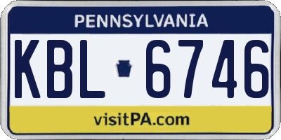 PA license plate KBL6746