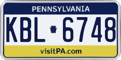 PA license plate KBL6748