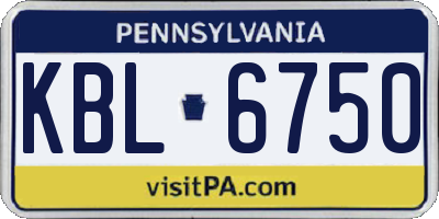 PA license plate KBL6750