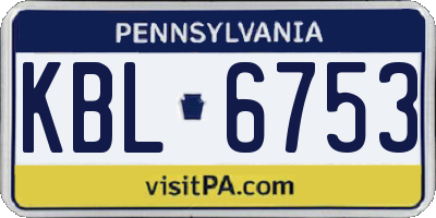 PA license plate KBL6753