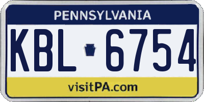PA license plate KBL6754