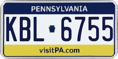 PA license plate KBL6755