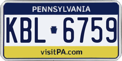 PA license plate KBL6759