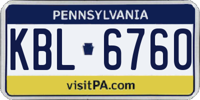 PA license plate KBL6760