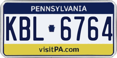 PA license plate KBL6764