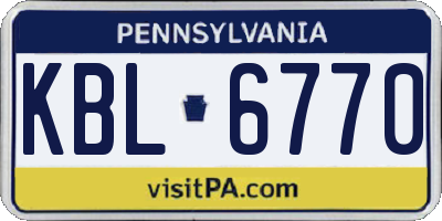 PA license plate KBL6770
