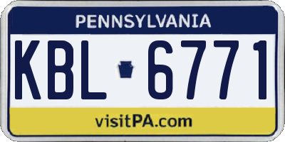 PA license plate KBL6771