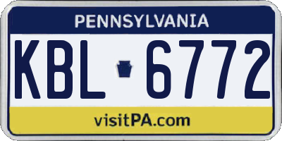 PA license plate KBL6772