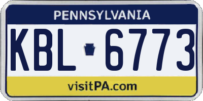 PA license plate KBL6773