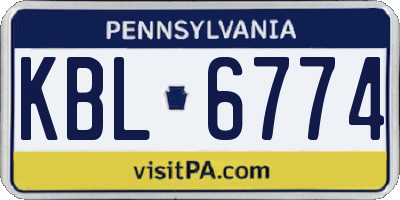 PA license plate KBL6774