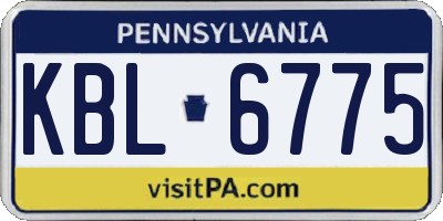 PA license plate KBL6775