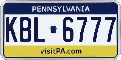 PA license plate KBL6777