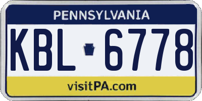 PA license plate KBL6778