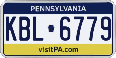 PA license plate KBL6779