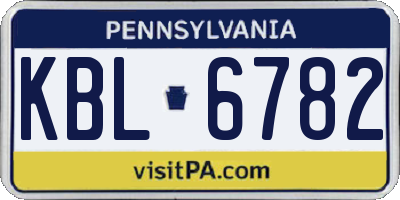 PA license plate KBL6782