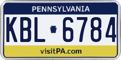 PA license plate KBL6784