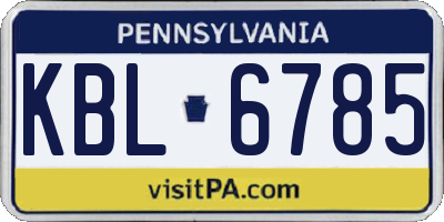 PA license plate KBL6785