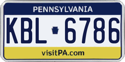 PA license plate KBL6786