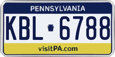 PA license plate KBL6788