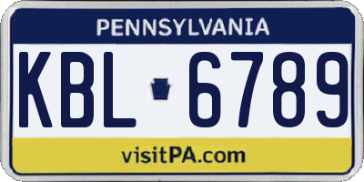 PA license plate KBL6789