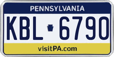 PA license plate KBL6790
