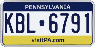 PA license plate KBL6791