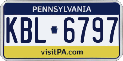 PA license plate KBL6797