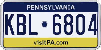 PA license plate KBL6804