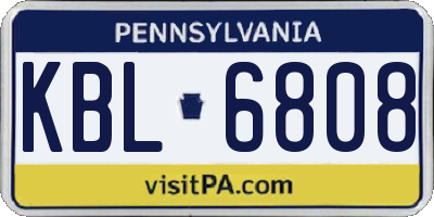 PA license plate KBL6808