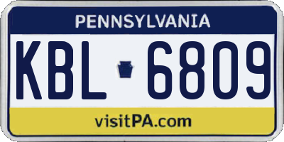PA license plate KBL6809