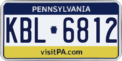 PA license plate KBL6812
