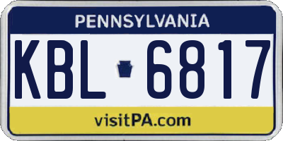 PA license plate KBL6817