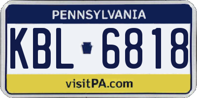 PA license plate KBL6818