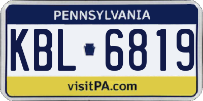 PA license plate KBL6819