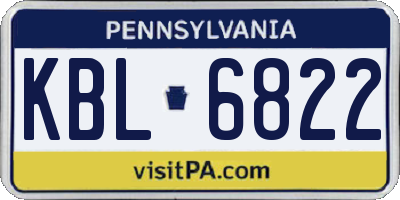 PA license plate KBL6822