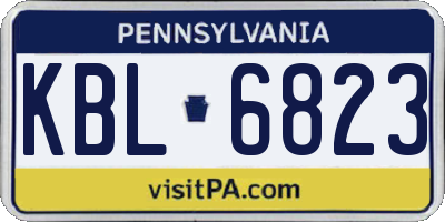 PA license plate KBL6823