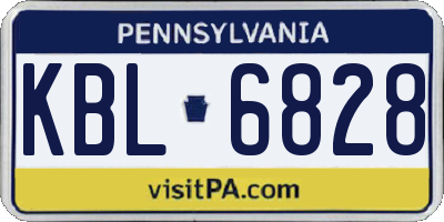 PA license plate KBL6828