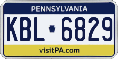 PA license plate KBL6829