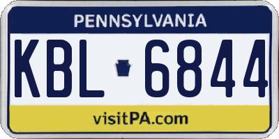 PA license plate KBL6844
