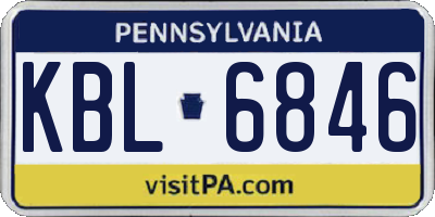 PA license plate KBL6846