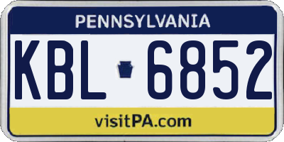 PA license plate KBL6852