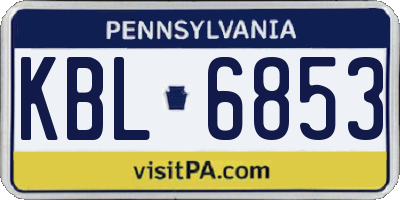 PA license plate KBL6853