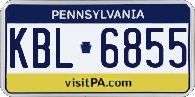PA license plate KBL6855