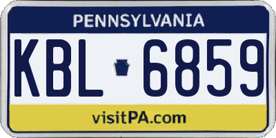 PA license plate KBL6859