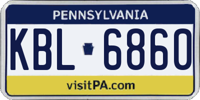 PA license plate KBL6860