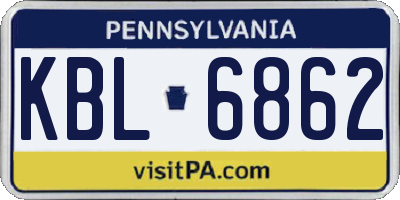 PA license plate KBL6862
