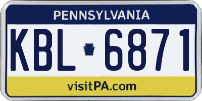 PA license plate KBL6871