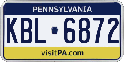 PA license plate KBL6872